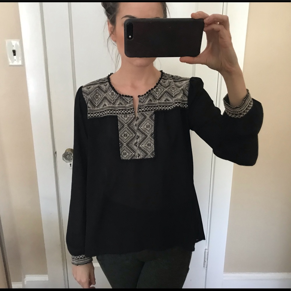 Sheer Embroidered Blouse